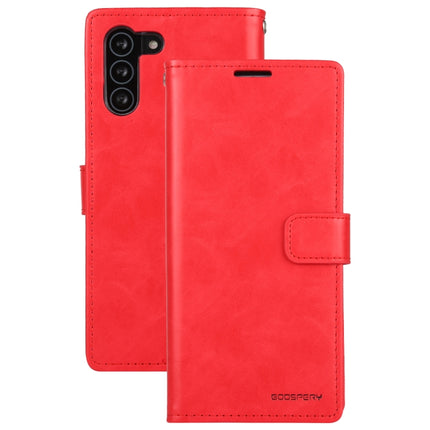 For Samsung Galaxy S21 5G GOOSPERY BLUE MOON Crazy Horse Texture Horizontal Flip Leather Case With Bracket & Card Slot & Wallet(Red)-garmade.com