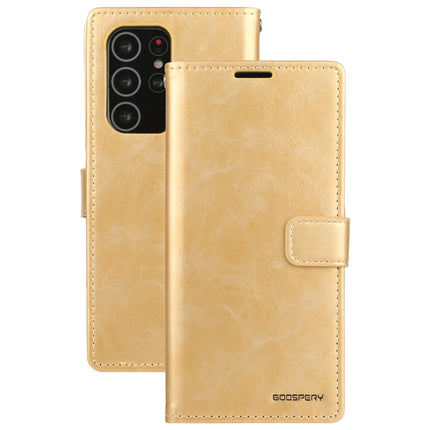 For Samsung Galaxy S21 Ultra 5G GOOSPERY BLUE MOON Crazy Horse Texture Horizontal Flip Leather Case With Bracket & Card Slot & Wallet(Gold)-garmade.com