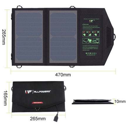 ALLPOWERS Solar Panel 10W 5V Solar Charger Portable Solar Battery Chargers Charging-garmade.com