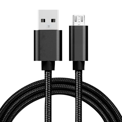 1m 3A Woven Style Metal Head Micro USB to USB Data / Charger Cable(Black)-garmade.com
