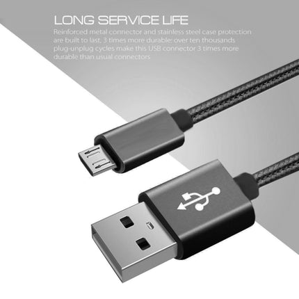 1m 3A Woven Style Metal Head Micro USB to USB Data / Charger Cable(Black)-garmade.com