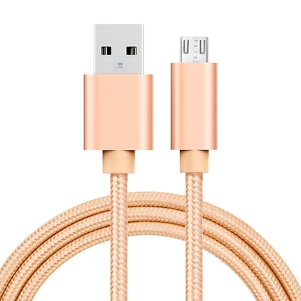 1m 3A Woven Style Metal Head Micro USB to USB Data / Charger Cable(Gold)-garmade.com