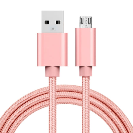 1m 3A Woven Style Metal Head Micro USB to USB Data / Charger Cable(Rose Gold)-garmade.com