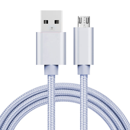 1m 3A Woven Style Metal Head Micro USB to USB Data / Charger Cable(Silver)-garmade.com