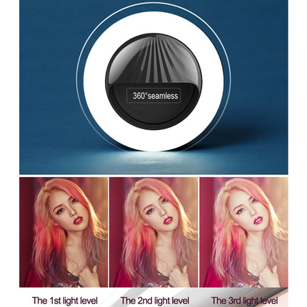 RK34 Rechargeable Beauty Selfie Light Selfie Clip Flash Fill Light (Black)-garmade.com