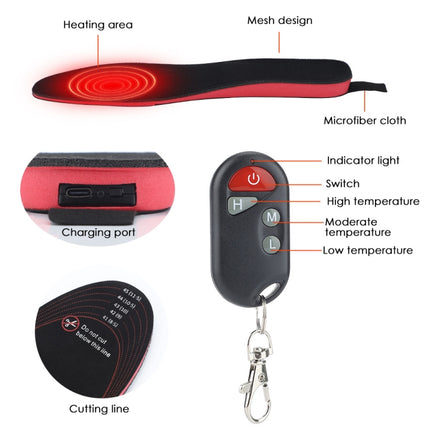 Rechargeable Electric Heating Insole Wireless Remote Control Smart Thermal Insole,Size:Medium(34-40 Size)-garmade.com