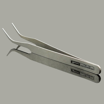 Gooi TS-15 Steel Bend Tweezers(Silver)-garmade.com