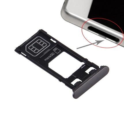 SIM Card Tray + Micro SD Card Tray + Card Slot Port Dust Plug for Sony Xperia X (Single SIM Version)(Graphite Black)-garmade.com