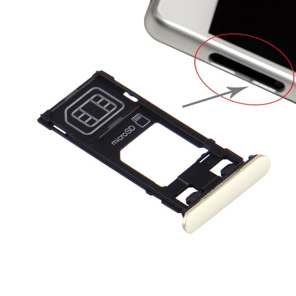 SIM Card Tray + Micro SD Card Tray + Card Slot Port Dust Plug for Sony Xperia X (Single SIM Version) (Lime Gold)-garmade.com