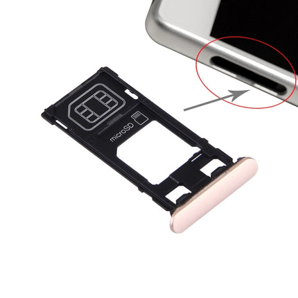 SIM Card Tray + Micro SD Card Tray + Card Slot Port Dust Plug for Sony Xperia X (Single SIM Version) (Rose Gold)-garmade.com