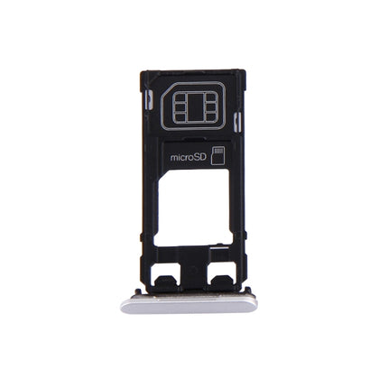 SIM Card Tray + Micro SD Card Tray + Card Slot Port Dust Plug for Sony Xperia X (Single SIM Version) (White)-garmade.com