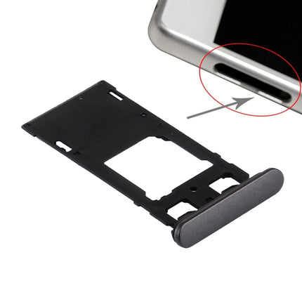 SIM Card Tray + Micro SD / SIM Card Tray + Card Slot Port Dust Plug for Sony Xperia X (Dual SIM Version)(Graphite Black)-garmade.com