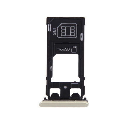 SIM Card Tray + Micro SD / SIM Card Tray + Card Slot Port Dust Plug for Sony Xperia X (Dual SIM Version) (Lime Gold)-garmade.com