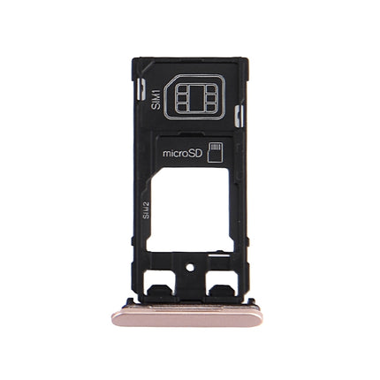 SIM Card Tray + Micro SD / SIM Card Tray + Card Slot Port Dust Plug for Sony Xperia X (Dual SIM Version) (Rose Gold)-garmade.com