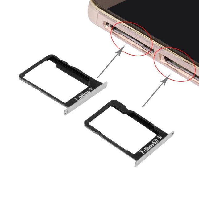For Huawei Mate 7 SIM Card Tray and Micro SD Card Tray Silver-garmade.com