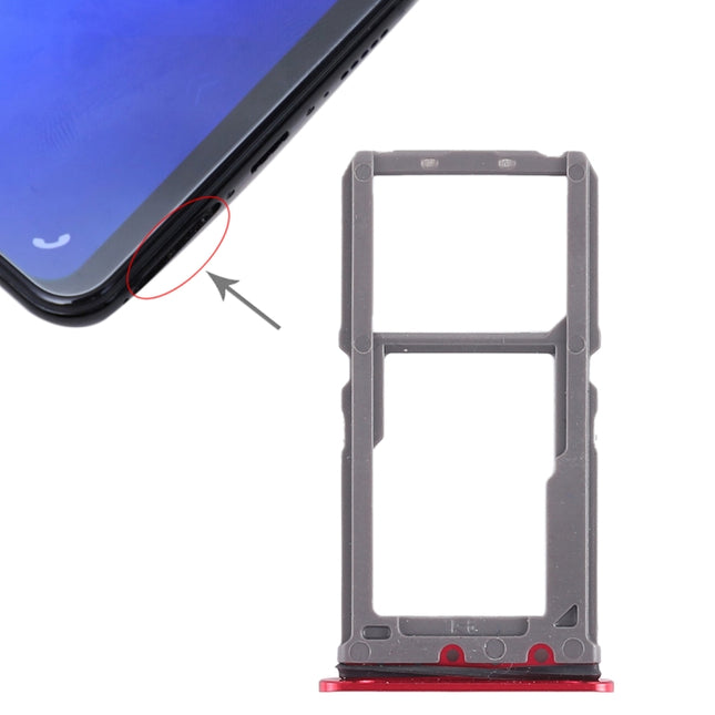 SIM Card Tray + SIM Card Tray / Micro SD Card Tray for Vivo X21 (Red)-garmade.com