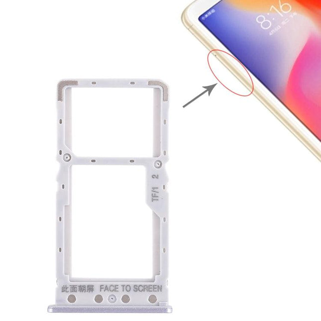 SIM Card Tray + SIM Card Tray / Micro SD Card Tray for Xiaomi Redmi 6 / Redmi 6A Silver-garmade.com