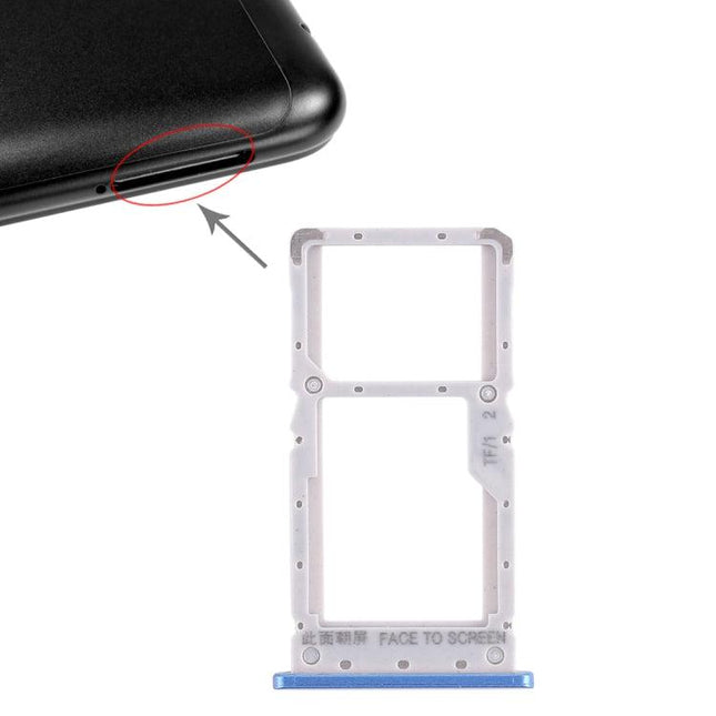 SIM Card Tray + SIM Card Tray / Micro SD Card Tray for Xiaomi Redmi Note 6 Pro Blue-garmade.com