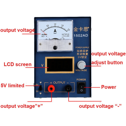 Kaisi KS-1502AD 15V 2A DC Power Supply Voltage Regulator Stabilizer Ammeter Adjustable Power Supply Repair Tools , EU Plug-garmade.com