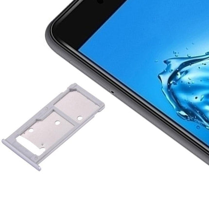 For Huawei Enjoy 7 Plus / Y7 Prime Dual SIM Card Tray & Micro SD Card Tray Silver-garmade.com