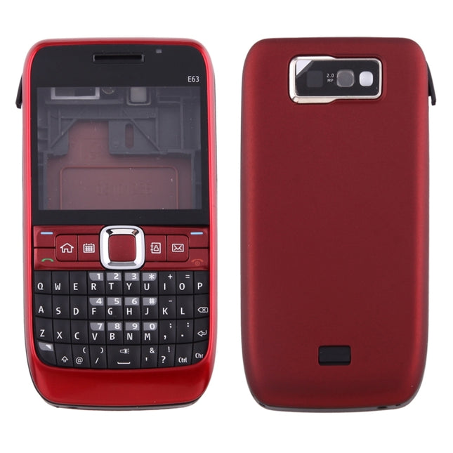 Full Housing Cover (Front Cover + Middle Frame Bezel + Battery Back Cover + Keyboard) for Nokia E63(Red)-garmade.com