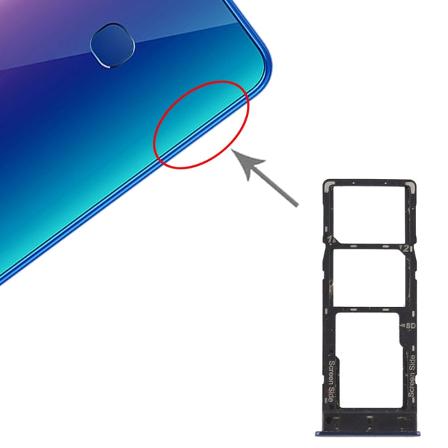SIM Card Tray + SIM Card Tray + Micro SD Card Tray for Tecno Infinix X627 Smart 3 Plus(Blue)-garmade.com
