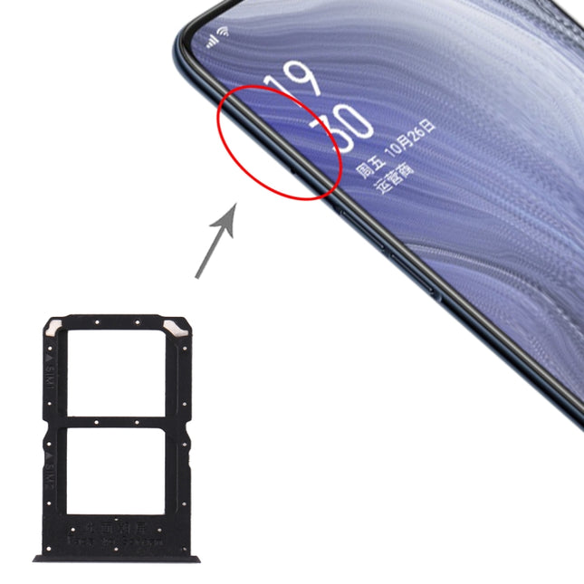 SIM Card Tray + SIM Card Tray for OPPO Reno Z(Black)-garmade.com