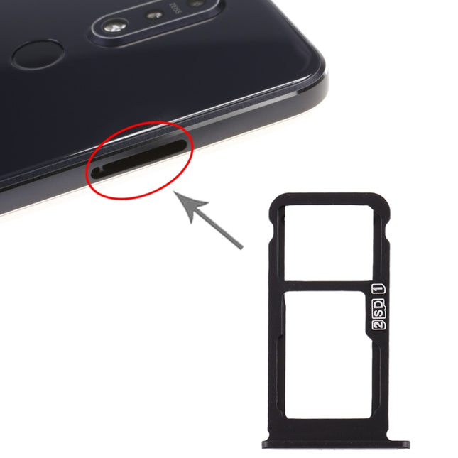 SIM Card Tray + SIM Card Tray / Micro SD Card Tray for Nokia 7.1 / TA-1100 TA-1096 TA-1095 TA-1085 TA-1097 (Black)-garmade.com