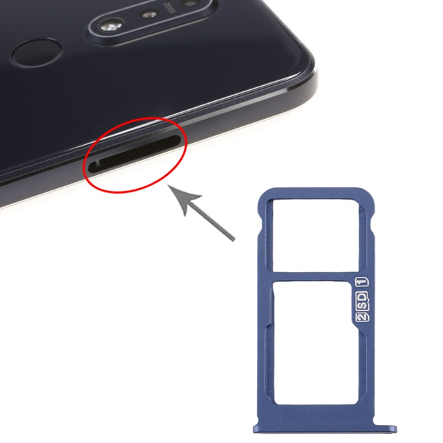 SIM Card Tray + SIM Card Tray / Micro SD Card Tray for Nokia 7.1 / TA-1100 TA-1096 TA-1095 TA-1085 TA-1097 (Blue)-garmade.com