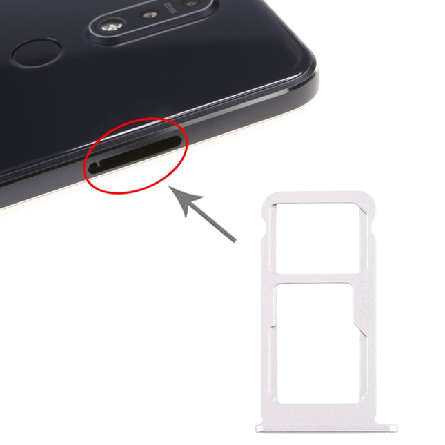 SIM Card Tray + SIM Card Tray / Micro SD Card Tray for Nokia 7.1 / TA-1100 TA-1096 TA-1095 TA-1085 TA-1097 (Silver)-garmade.com