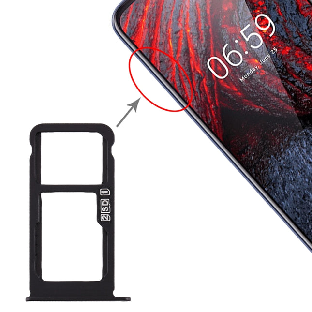SIM Card Tray + SIM Card Tray / Micro SD Card Tray for Nokia X6 (2018) / TA-1099 / 6.1 Plus (Black)-garmade.com