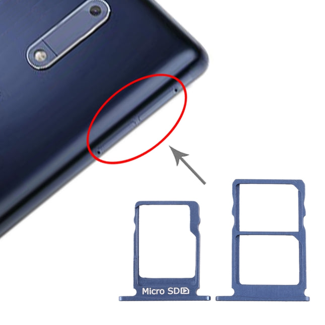 SIM Card Tray + SIM Card Tray + Micro SD Card Tray for Nokia 5 / N5 TA-1024 TA-1027 TA-1044 TA-1053 (Blue)-garmade.com