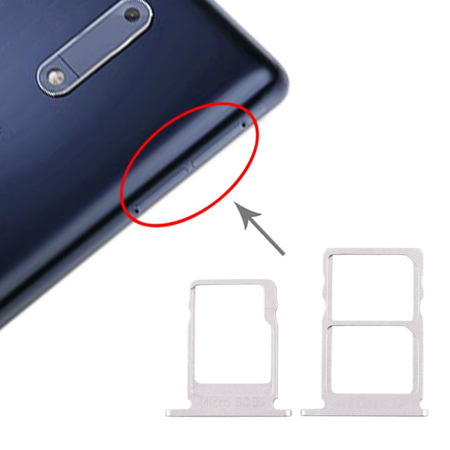 SIM Card Tray + SIM Card Tray + Micro SD Card Tray for Nokia 5 / N5 TA-1024 TA-1027 TA-1044 TA-1053 (White)-garmade.com