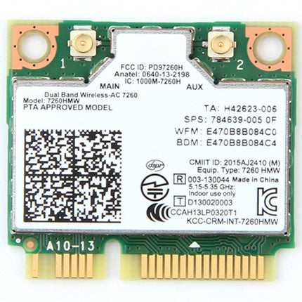 Dual Band Wireless Wifi Card for Intel 7260HMW Mini PCI-E 2.4G / 5Ghz WLAN Bluetooth 4.0 Wifi Card 802.11 ac / a / b / g / n-garmade.com