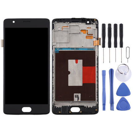 TFT Material LCD Screen and Digitizer Full Assembly with Frame for OnePlus 3 / 3T A3000 A3010 (Black)-garmade.com