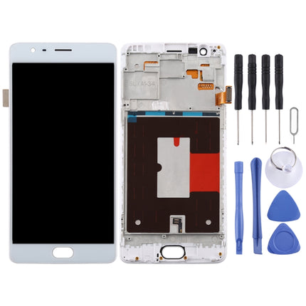 TFT Material LCD Screen and Digitizer Full Assembly with Frame for OnePlus 3 / 3T A3000 A3010 (White)-garmade.com