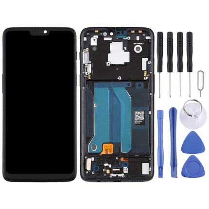 TFT Material LCD Screen and Digitizer Full Assembly with Frame for OnePlus 6 A6000 (Black)-garmade.com