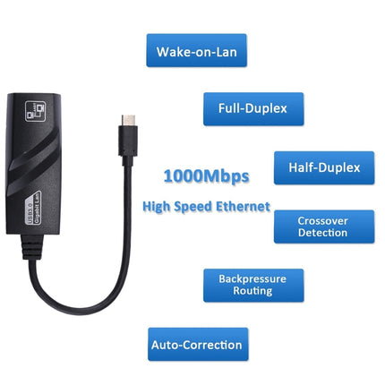 15cm USB-C / Type-C to RJ45 Gigabit Ethernet Network Adapter-garmade.com