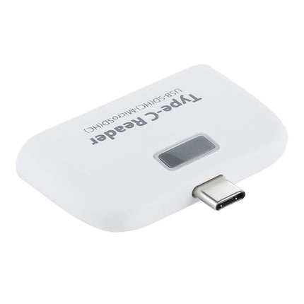 TF + SD Card + USB Port to USB-C / Type-C Adapter Card Reader Connection Kit with LED Indicator Light(White)-garmade.com