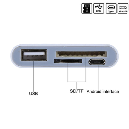 TF + SD Card + USB Port to USB-C / Type-C Adapter Card Reader Connection Kit with LED Indicator Light(White)-garmade.com