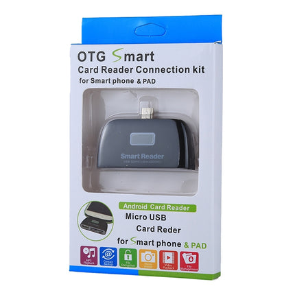 Micro SD + SD + USB 2.0 + Micro USB Port to Micro USB OTG Smart Card Reader Connection Kit with LED Indicator Light(Black)-garmade.com