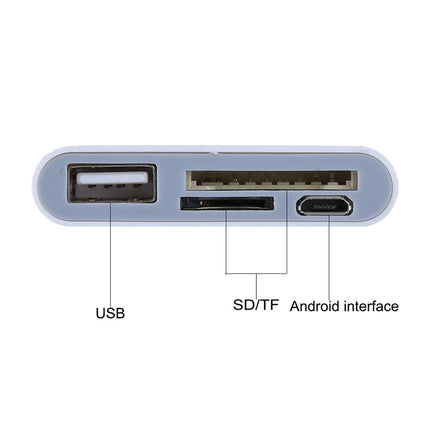 Micro SD + SD + USB 2.0 + Micro USB Port to Micro USB OTG Smart Card Reader Connection Kit with LED Indicator Light(White)-garmade.com