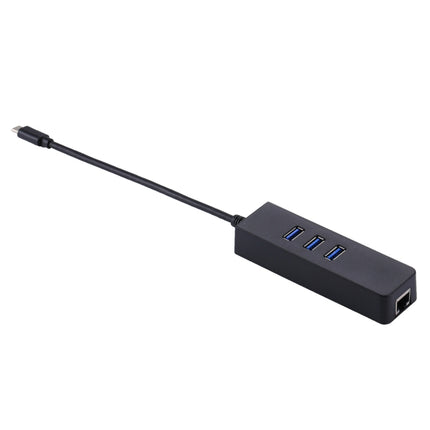 USB-C / Type-C to 3 USB 3.0 Ports HUB + RJ45 High Speed Gigabit Ethernet Adapter Multi-function LAN Adapter-garmade.com