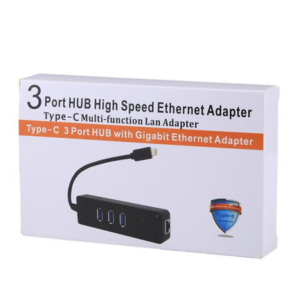 USB-C / Type-C to 3 USB 3.0 Ports HUB + RJ45 High Speed Gigabit Ethernet Adapter Multi-function LAN Adapter-garmade.com