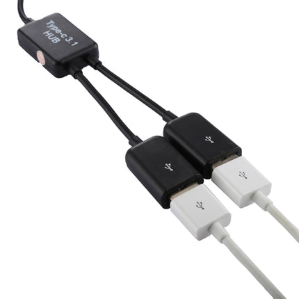 Portable USB-C / Type-C Male to Dual USB Ports Female HUB Adapter for Macbook, PC, Laptop, Tablet, Smartphone-garmade.com