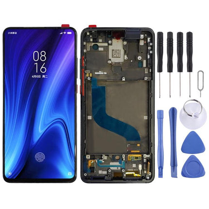 OLED Material Screen and Digitizer Full Assembly with Frame for Xiaomi Redmi K20 / Redmi K20 Pro / 9T Pro - Black-garmade.com