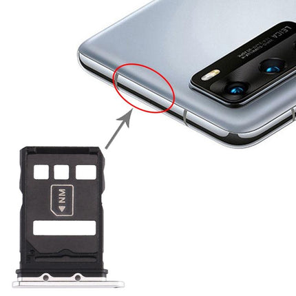 SIM Card Tray + NM Card Tray for Huawei P40 Silver-garmade.com