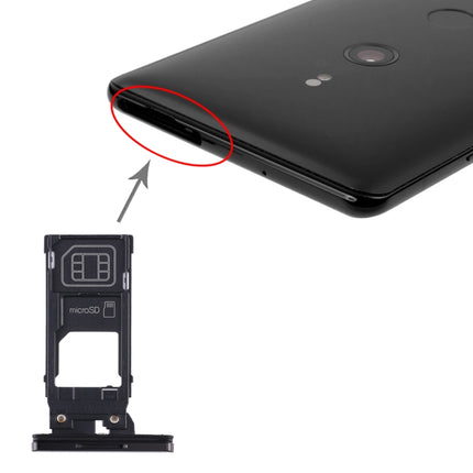 SIM Card Tray + Micro SD Card Tray for Sony Xperia XZ3(Black)-garmade.com