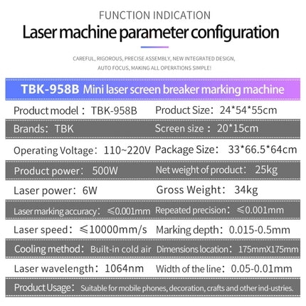 TBK958B Automatic Mini Laser Marking Screen Separater Repair Machine-garmade.com