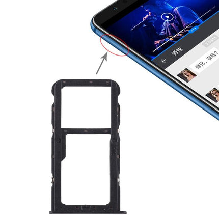 SIM Card Tray + SIM Card Tray / Micro SD Card Tray for Huawei Honor Play 7X (Black)-garmade.com